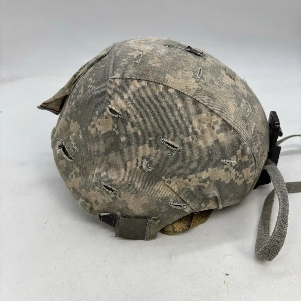 USGI ACH Advanced Combat Helmet Large w/ACU Cover, Chin Strap, Pads, Band & More